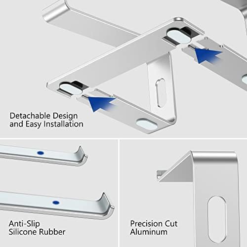 BESIGN LS03 Aluminum Laptop Stand, Ergonomic Detachable Computer Stand, Notebook Riser, Laptop Mount Compatible with Air, Pro, Dell, HP, Lenovo More 10-15.6" Laptops, Silver