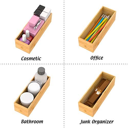 Bamboo Kitchen Drawer Organizer 9"x 3", Storage Box for Utensil Organizer