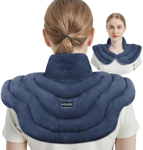 MORLIDEN Neck Heating Pad Microwavable for Shoulders, Warmer Wrap Microwave Heating Pad for Neck and Shoulders for Pain Relief (Navy Blue)