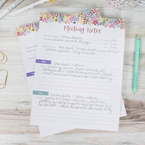 bloom daily planners 8.5" x 11" Double Sided Meeting Pad - Topics, Takeaways, Action Items & Follow-Ups - Undated Meeting Notes Agenda Organizer