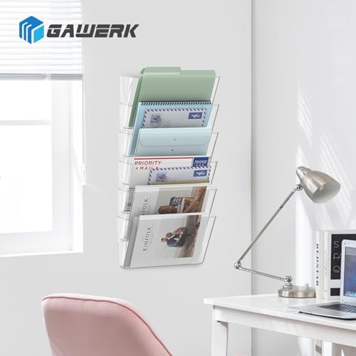 Gawerk Single Pocke Wall Mount File Holder Organizer (Clear, 2 Pack)