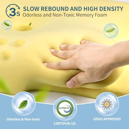 Ylekto Cervical Neck Pillow for Pain Relief - Contour Memory Foam Pillows for Sleeping, Ergonomic Pillow Side Sleeper Pillow for Neck Support, Bed Pillow for Side Back Stomach Sleepers (White)