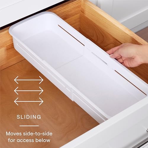 YouCopia DrawerFit® Sliding Drawer Bin, Expandable and Adjustable Kitchen Storage Organizer, Speckled White (Pack of 6)