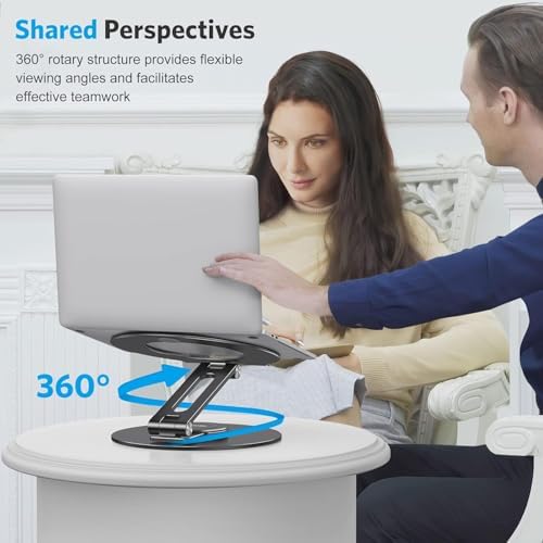 OMOTON Adjustable Laptop Stand for Desk 360° Rotating Base up to 17" Black