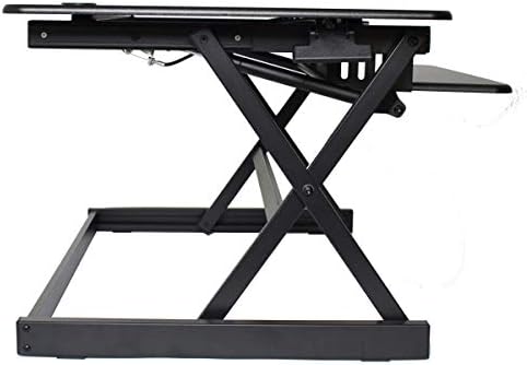 Standing Desk Converter by DeskRiser | Extra Wide 40 Inch Desk Riser Works for People up to 6 Feet 4 Inches Tall | Fits 3 Monitors and Features an Ergonomic Sliding Keyboard Tray (Black, 40" Wide)