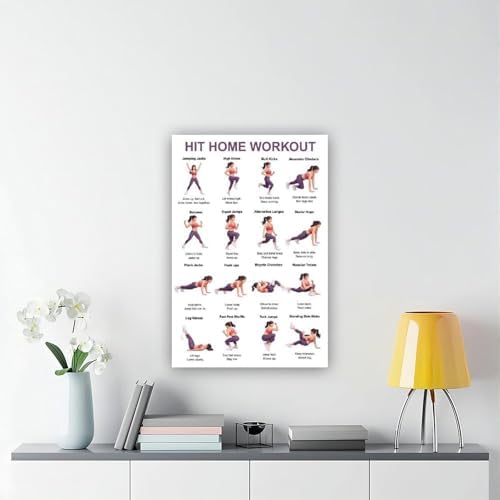 Home Workout Full Body No Equipment Cardio Chart 16 Exercises Canvas Poster Wall Art for Living Room Bedroom Decor Unframe 24x36inch
