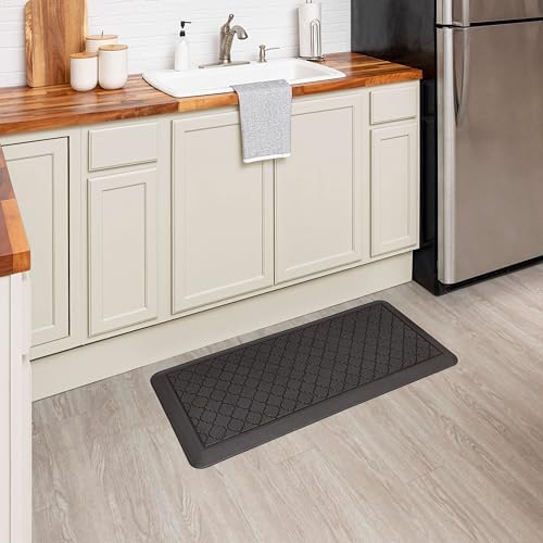 Tempur-Pedic Ultra Comfort Anti-Fatigue Lattice Raven 1' 8" x 3' 6" Kitchen Floor Mat Cushioned Ergonomic Standing Desk Mat Waterproof Non-Skid Foam