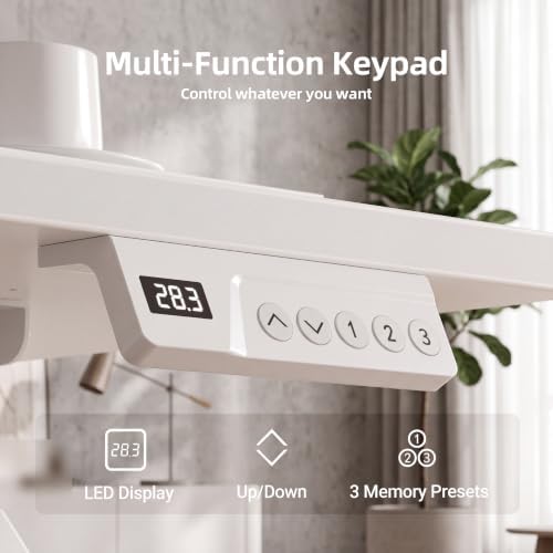 Claiks Electric Standing Desk, 48x24 Inch, White