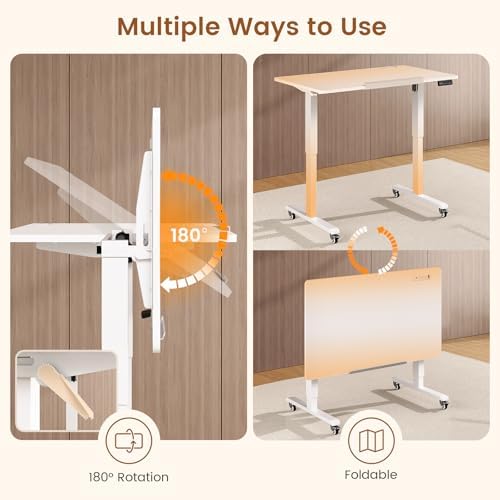 SEDETA 47 x 24 Inches Electric Standing Desk, 180° Tiltable Mobile Rising