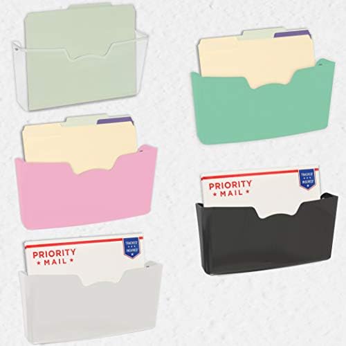Simple Houseware Wall Mount Single Pocket Hanging File Holder, 5-Pack