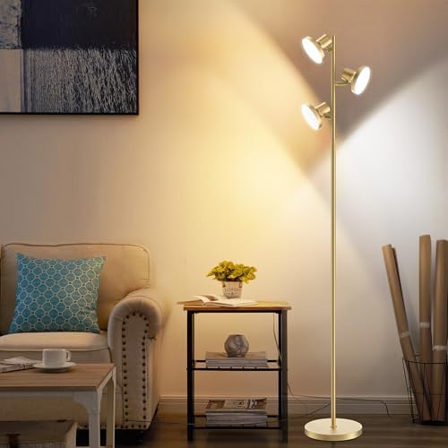 SIBRILLE 36W LED Tree Floor Lamp, Modern Dimmable Standing Lamp with Remote & Touch Control, 4 Color Temperatures, 3 Rotatable LED Light Floor Lamps for Living Room, Bedroom, Office