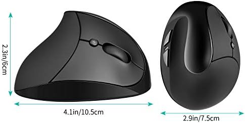 AURTEC Vertical Mouse, Rechargeable 2.4G Wireless Ergonomic Mice with USB Receiver, 6 Buttons and 3 Adjustable DPI 800/1200/1600, Black
