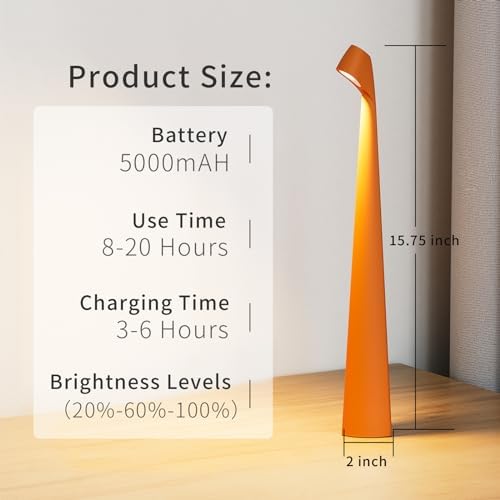 HAPYGI Cordless Rechargeable Reading Metal Table Lamp, 3-Level Brightness