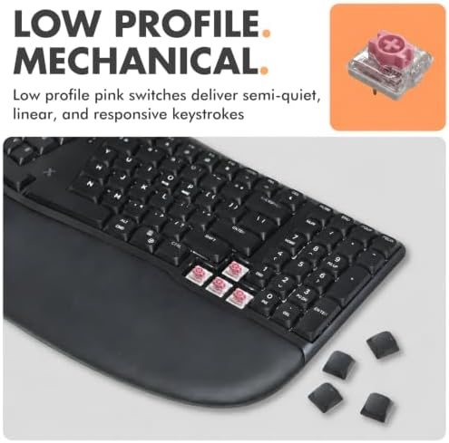 X9 Performance Wireless Mechanical Ergonomic Keyboard - (BT + 2.4G + Wired) - Wireless Mechanical Split Ergonomic Keyboard - Built-in Wrist Cushion, Pink Switch, Backlit, Rechargeable - for PC/Mac