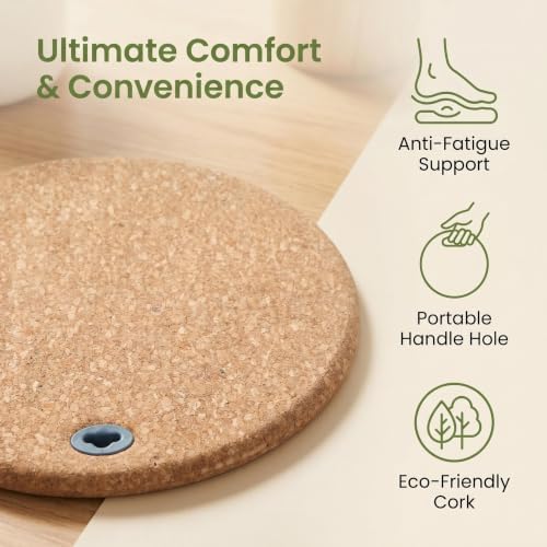 19'' Standing Desk Mat,Round Design Cushioned Cork Anti Fatigue Floor Mat