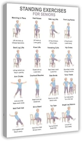 Standing Exercises for Seniors Low Impact Balance Workout Chart Fitness Canvas Poster Bedroom Decor Room Decor Frame 24x36inch