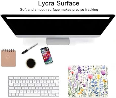 Beautiful Floral Plants Mouse Pad,Purple Flowers Mouse Pads for Desk,Soft Cute Computer Mouse Mat Washable Mousepad Computer Mouse Pads for Women,Square Waterproof Non-Slip Rubber Base MousePads