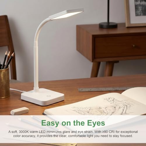 Maxlite 11.9 in. White Integrated LED Slim Desk Lamp with USB Charging Port and Adjustable Lamp Head - White