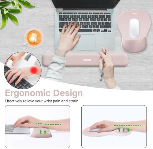 MOSISO Wrist Rest Support for Mouse Pad & Keyboard Set, Apricot