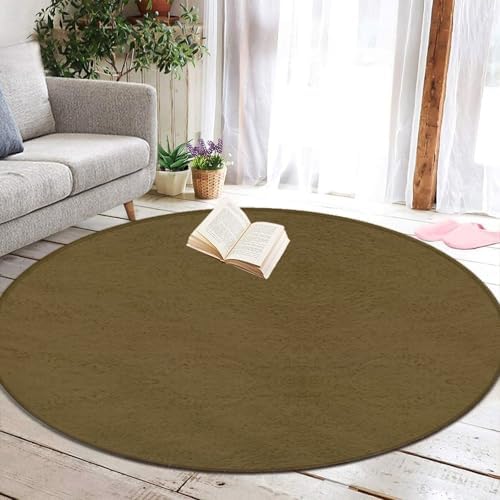 Home Decor Non Slip Kitchen Office Circle Rug, Machine Washable Modern Round Area Rug, Room Sofa Yoga Soft Round Carpet Brown, 24inch