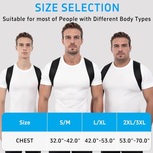 Posture Corrector for Women and Men, Adjustable Back Brace Support, Back Straightener for Rounded Shoulders and Hunchback Support, Upper Back Brace Shoulder Straightener for Neck, Shoulder and Upper Back Support, Breathable Invisible Under Clothes (Bla...