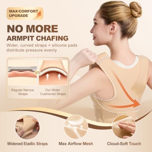 Invisible Posture Corrector for Women Lightweight Adjustable Back Brace for & Upper Back Shoulder Neck Pain Relief - Improve Posture Correct Hunchback Slouching Spine Corrector Under Clothes Small