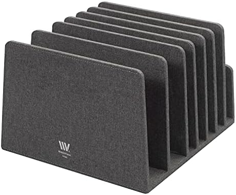 MobileVision Executive Dark Gray Device Organizer for Smartphones, Tablets and Laptops, 7 Slots with Extra Wide Slots for Laptops