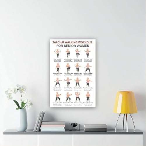Women Tai Chi Walking Workout Chart Tai Chi Walking Seniors Seniors Exercises for Exercise Canvas Poster Bedroom Decor Room Decor Unframe 24x36inch