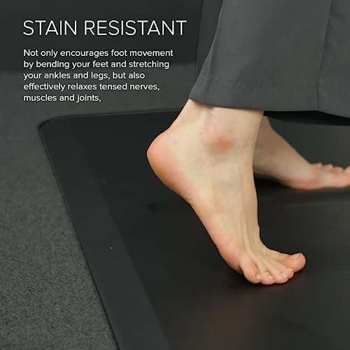 POUT F1 Anti-Fatigue Standing Desk Mat with Rolling Massage Ball - for Office, Kitchen, Garage and Laundry - 20" x 39" Size 3/4" Thick - Durable Stain Resistant - Non-Slip Bottom -