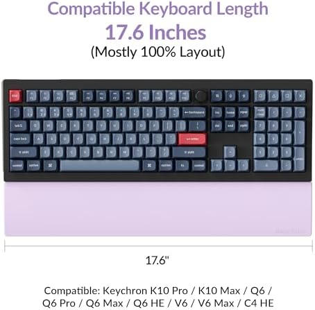 Keychron Silicone Wrist & Palm Rest, 17.6" Full Size for K10 Pro / K10 Max / Q6 / Q6 Pro / Q6 Max / Q6 HE / V6 / V6 Max / C4 HE, Washable, Non-Slip Base, Typing Support, Light Purple