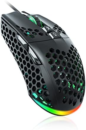 SOLAKAKA SM900 Gaming Mouse Wired with RGB,Honeycomb Shell,12800 DPI Wired Gaming Mouse with Buttons,Computer Mouse for Laptop/PC,Black