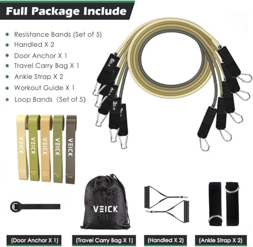 VEICK Resistance Bands with Handles, Exercise Tube Bands Set for Workouts