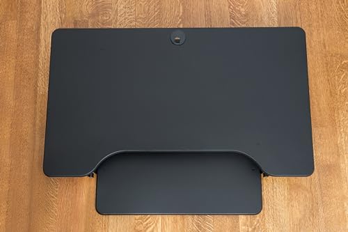 Rocelco 40" Height Adjustable Standing Desk Converter with AC Outlet USB Charger and Dual Monitor Arm Mount - Sit Stand Up Tabletop Riser - Sliding Keyboard Tray - Black (R DADRB-40-ACUSB-MA2)