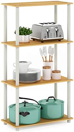 Furinno Turn-N-Tube Toolless 4-Tier Storage Shelves, Blonde Maple