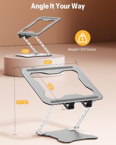 OMOTON Portable Laptop Stand, Ultra-Slim Height Adjustable Laptop Riser