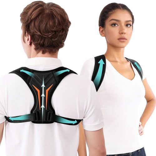 Posture Corrector for Women and Men Upper Back Brace Straightener Scoliosis (Midnight Black, X-Large)