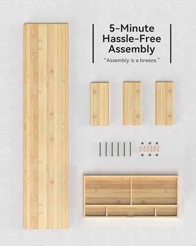 42” Monitor Stand with Large Drawer Keyboard Storage,Bamboo