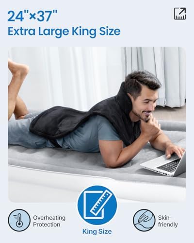 RENPHO King Size Heating Pad for Back, FSA Eligible HSA, 24"x37", Black