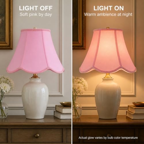 GO&SO Lamp Shades 1Pc,6" x 13" x 10.6",Scalloped Lamp Shade,Pink Petals