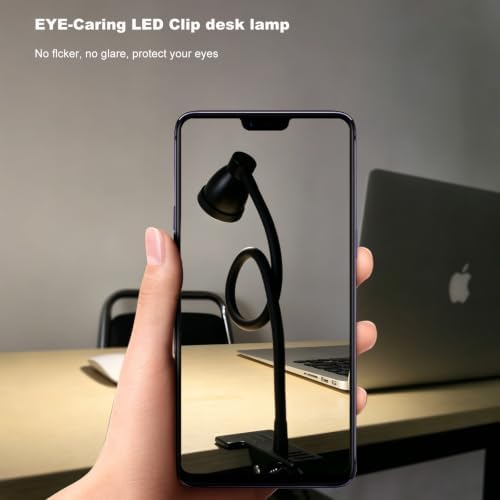LED Clip Light 3 Color 10 Brightness Dimmable Clamp Desk Lamp Black
