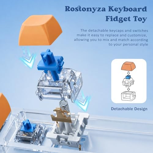 Keyboard Fidget Toy, Creamy Fidget Clicker Keyboard Fidget Keychain, Button Fidget Gifts for Adults, Boost Focus & Ease Anxiety Anywhere — Perfect Stress-Relief Gift (3×3 Grid Layout U)