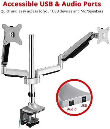 SIIG Dual Monitor Gas Spring Desk Mount W/USB Port