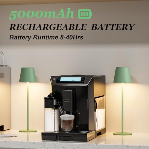 Kakanuo Cordless Table Lamp Rechargeable Green - KK 2 Pack 5000mAH Battery Operated Lamp for Dining Table, 3 Color Stepless Dimming Wireless Lamp for Counter, Outdoor Patio, Touch Control