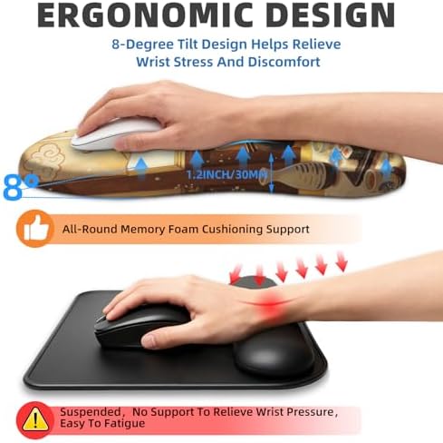 Ergonomic Mouse Pad with Wrist Rest, Memory Foam Wrist Support,Massage Bump