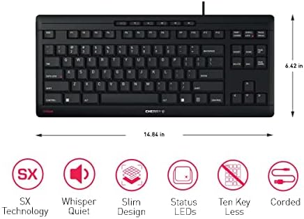 Cherry Stream Wired Keyboard Without Number Pad, Compact TKL