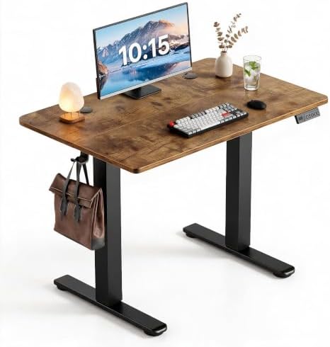 Claiks 32 x 19 Inch Rustic Brown Electric Standing Desk