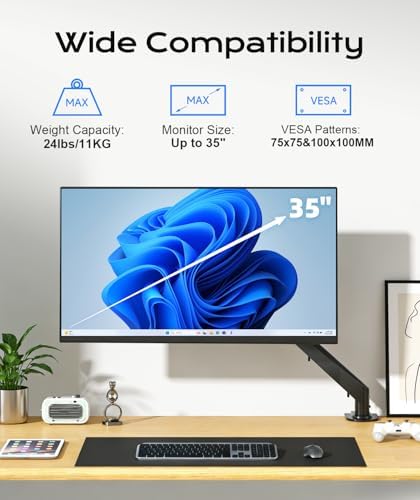 Pholiten Adjustable Single Monitor Mount for 17-35" Screens, Up to 24lb