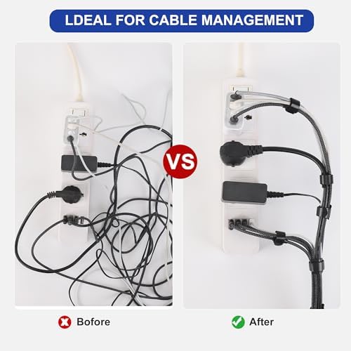 Nettbe Reusable Cable Ties, 60 PCS 8 Inches Adjustable Cord Straps Wire Organizer Cord Wrap and Hook Loop Cable Management