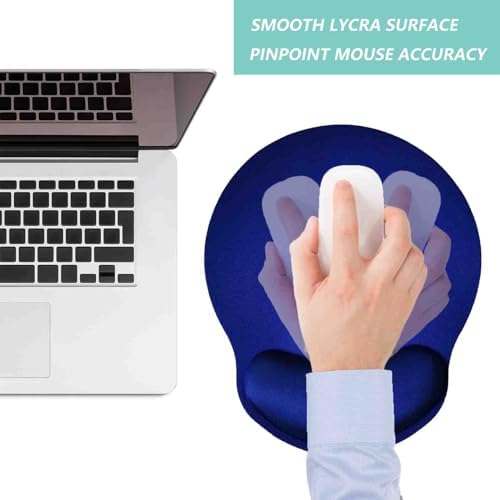 Mouse Pad with Wrist Support, Ergonomic Mouse Pad with Memory Foam Wrist Rest Cushion, Non-Slip Rubber Base Gaming Mice Pad for Home Office Computer Laptop, Blue