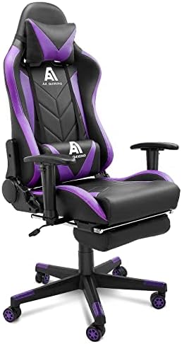 Gaming Chair High Back Ergonomic Computer Racing Chair Adjustable Office Chair with Footrest, Lumbar Support Swivel Chair - Upgraded Version BlackPurple